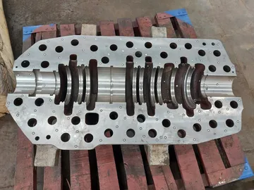 Opened pump casing during workshop restoration