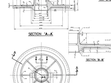 Engineering drawing developed from a physical component