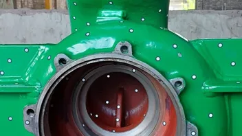 Pump casing prepared for inspection and rehabilitation