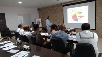 Instructor presenting accident statistics to participants